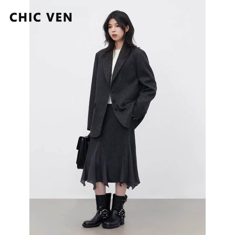 Wool Suit Jacket - CHIC VEN Moda Kadın Yünlü Blazer