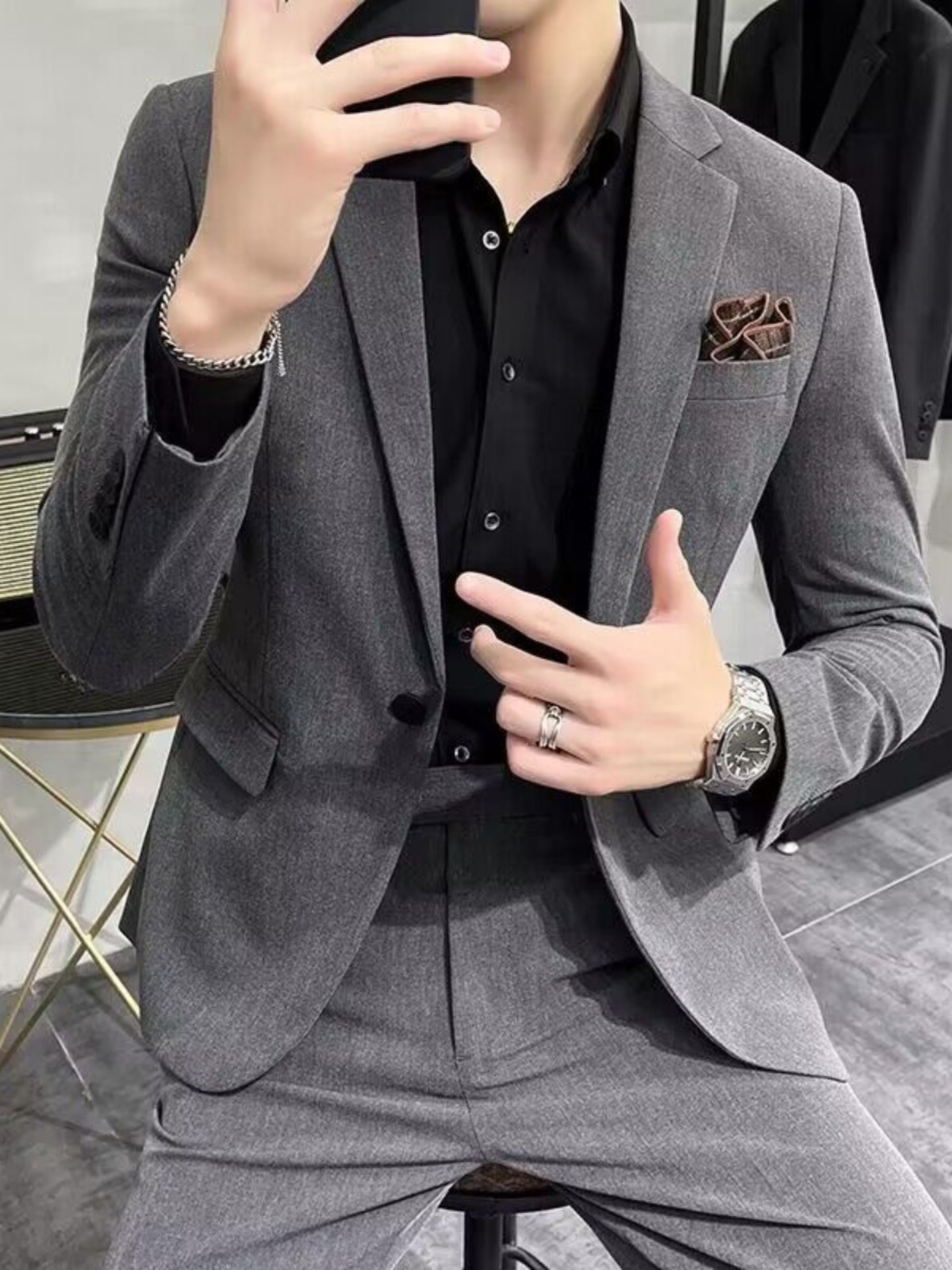 Men'S Urban Formal Wear - Erkekler İçin İş-Günlük Dar Kesim Üç