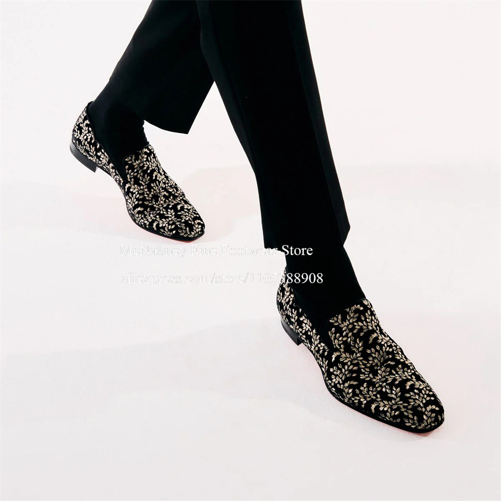 Men'S Formal Evening Wear - Siyah İpek Kadife Slip-On Loafer Erkek