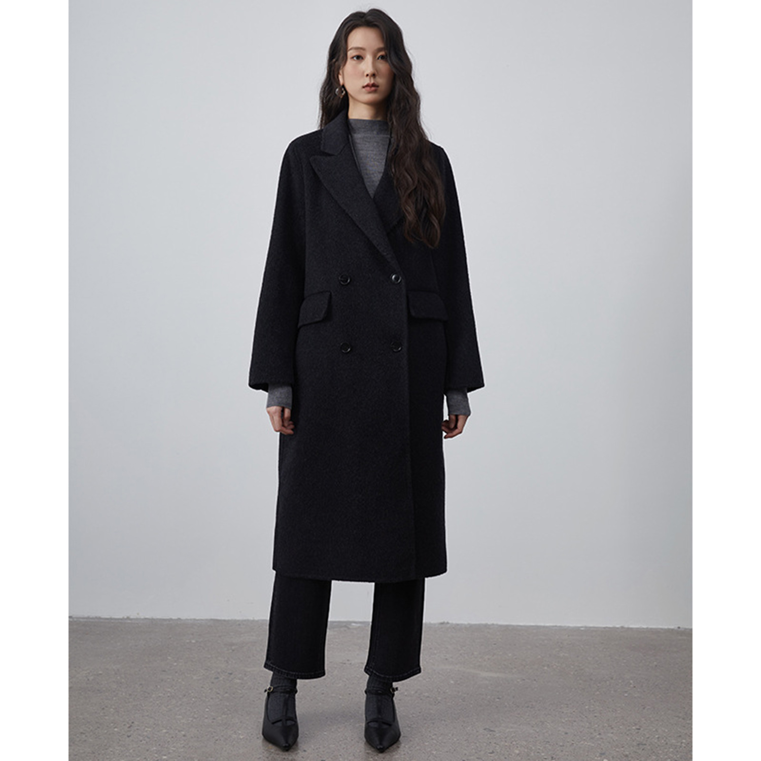 Wool Suit Jacket - Allingentle Kadın Takım Elbise Uzun Blazer