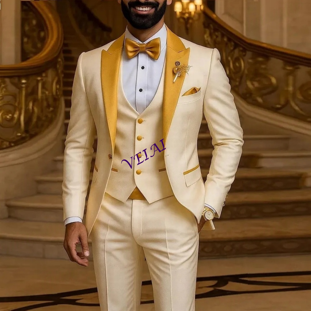 Özel Tasarım Altın Yaka Fildiş - Men Formal Wear Vest incelemesi ve fiyatı