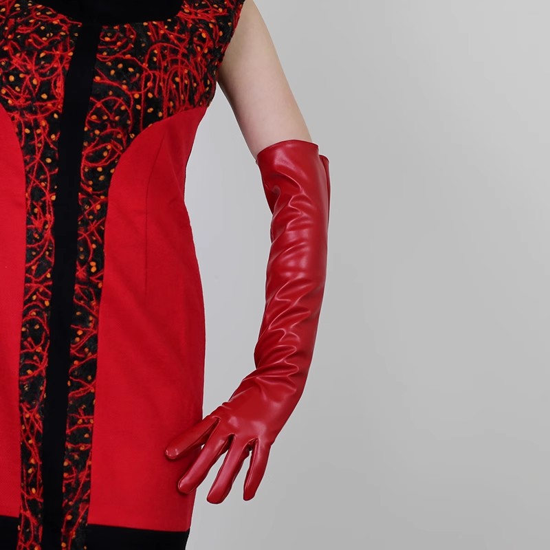 Kadın Podyum Modası Kırmızı PU - Formal Glove Leather incelemesi ve fiyatı